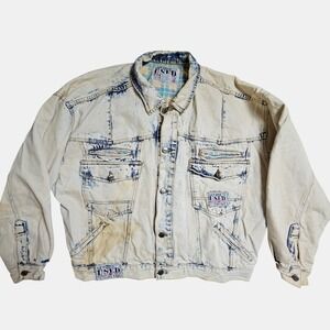 Get Used‎ By Elie Denim Jean Vintage Jacket L Cotton Acid Wash Hip Hop 80s 90s